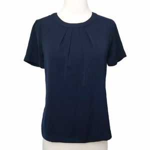 J. Crew Wrap Back Top Navy Short Sleeve Blouse XXS